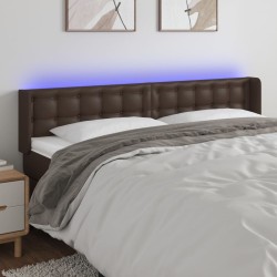 vidaXL LED Kopfteil Braun 163x16x78/88 cm Kunstleder