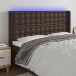 vidaXL LED Kopfteil Braun 163x16x118/128 cm Kunstleder