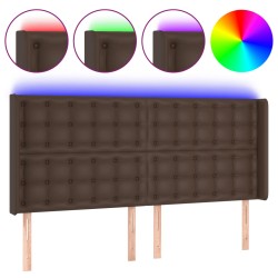 vidaXL LED Kopfteil Braun 163x16x118/128 cm Kunstleder