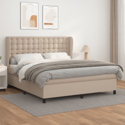 vidaXL Boxspringbett Matratze Cappuccino-Braun 160x200 cm Kunstleder