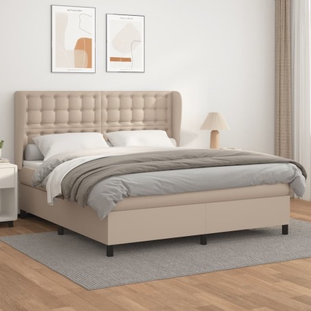vidaXL Boxspringbett Matratze Cappuccino-Braun 160x200 cm Kunstleder