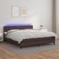 vidaXL Boxspringbett mit Matratze & LED Braun 160x200 cm Kunstleder vidaXL Boxspringbett mit Matratze & LED Braun 160x200 cm Kunstleder