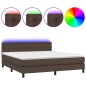 vidaXL Boxspringbett mit Matratze & LED Braun 160x200 cm Kunstleder vidaXL Boxspringbett mit Matratze & LED Braun 160x200 cm Kunstleder