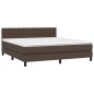 vidaXL Boxspringbett mit Matratze & LED Braun 160x200 cm Kunstleder vidaXL Boxspringbett mit Matratze & LED Braun 160x200 cm Kunstleder