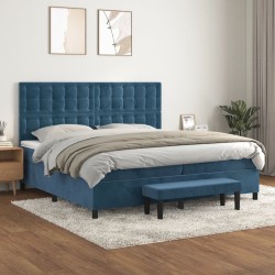 vidaXL Boxspringbett mit Matratze Dunkelblau 200x200 cm Samt