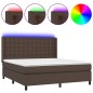 vidaXL Boxspringbett mit Matratze & LED Braun 160x200 cm Kunstleder vidaXL Boxspringbett mit Matratze & LED Braun 160x200 cm Kunstleder