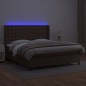 vidaXL Boxspringbett mit Matratze & LED Braun 160x200 cm Kunstleder vidaXL Boxspringbett mit Matratze & LED Braun 160x200 cm Kunstleder