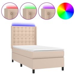 vidaXL Boxspringbett mit Matratze & LED Cappuccino-Braun 80x200cm