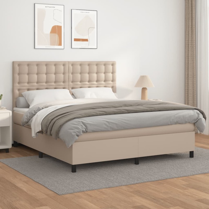 vidaXL Boxspringbett Matratze Cappuccino-Braun 160x200 cm Kunstleder vidaXL Boxspringbett Matratze Cappuccino-Braun 160x200 cm Kunstleder