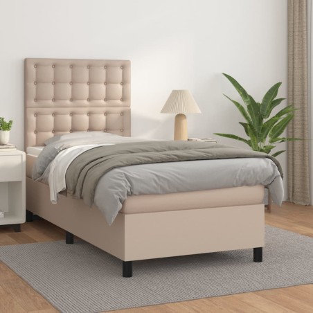 vidaXL Boxspringbett mit Matratze Cappuccino-Braun 80x200cm Kunstleder