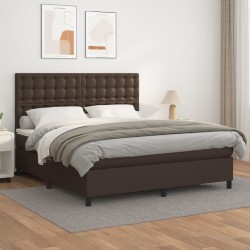 vidaXL Boxspringbett mit Matratze Braun 160x200 cm Kunstleder