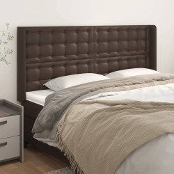 vidaXL Kopfteil mit Ohren Braun 163x16x118/128 cm Kunstleder