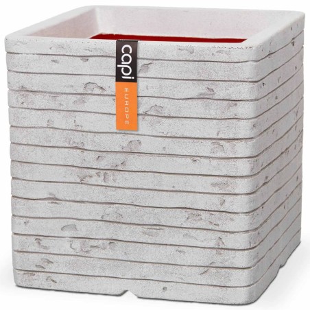 Capi Blumentopf Nature Row Quadratisch 30 x 30 cm Elfenbein PKRWI902