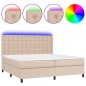 vidaXL Boxspringbett mit Matratze & LED Cappuccino-Braun 200x200cm vidaXL Boxspringbett mit Matratze & LED Cappuccino-Braun 200x200cm