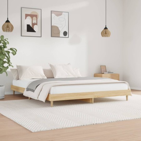 vidaXL Bettgestell Sonoma-Eiche 140x200 cm Holzwerkstoff