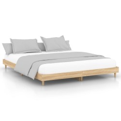 vidaXL Bettgestell Sonoma-Eiche 140x200 cm Holzwerkstoff