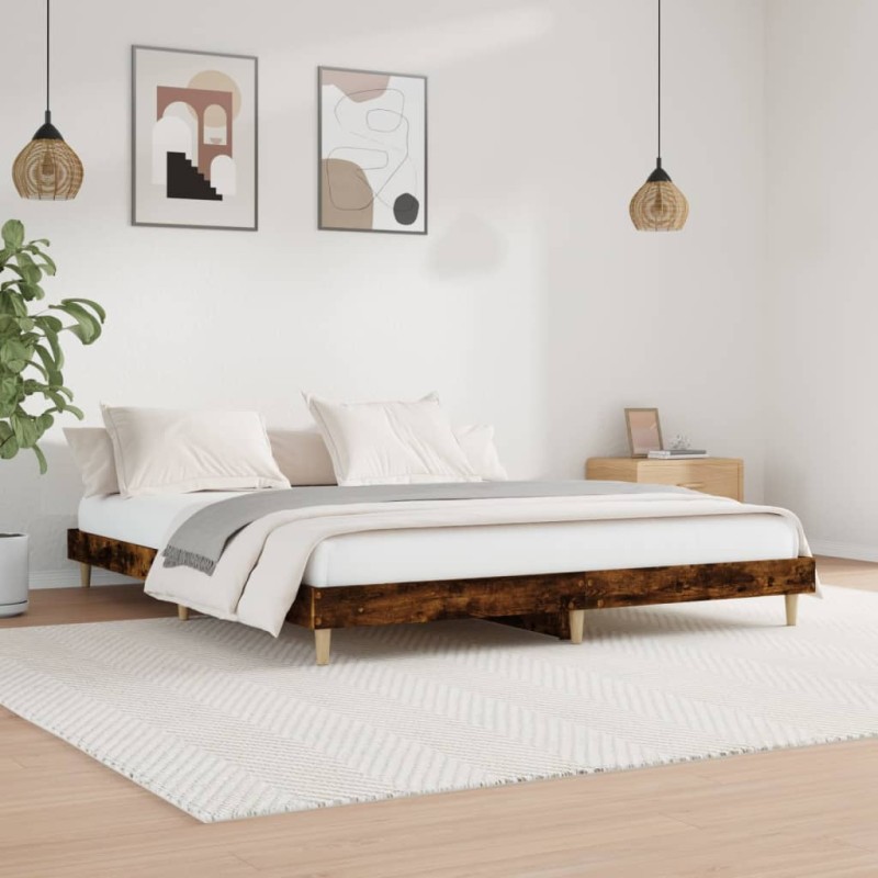 vidaXL Bettgestell ohne Matratze Räuchereiche 140x200 cm Holzwerkstoff vidaXL Bettgestell ohne Matratze Räuchereiche 140x200 cm Holzwerkstoff