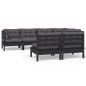 vidaXL 7-tlg. Garten-Lounge-Set mit Kissen Schwarz Kiefer Massivholz vidaXL 7-tlg. Garten-Lounge-Set mit Kissen Schwarz Kiefer Massivholz