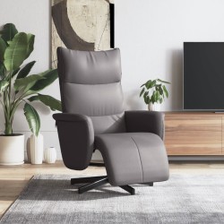 vidaXL Relaxsessel mit Fußteil Grau Kunstleder