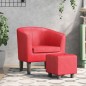 vidaXL Clubsessel mit Fußhocker Rot Kunstleder vidaXL Clubsessel mit Fußhocker Rot Kunstleder