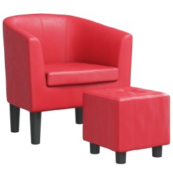 vidaXL Clubsessel mit Fußhocker Rot Kunstleder