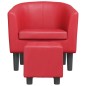 vidaXL Clubsessel mit Fußhocker Rot Kunstleder vidaXL Clubsessel mit Fußhocker Rot Kunstleder