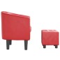 vidaXL Clubsessel mit Fußhocker Rot Kunstleder vidaXL Clubsessel mit Fußhocker Rot Kunstleder
