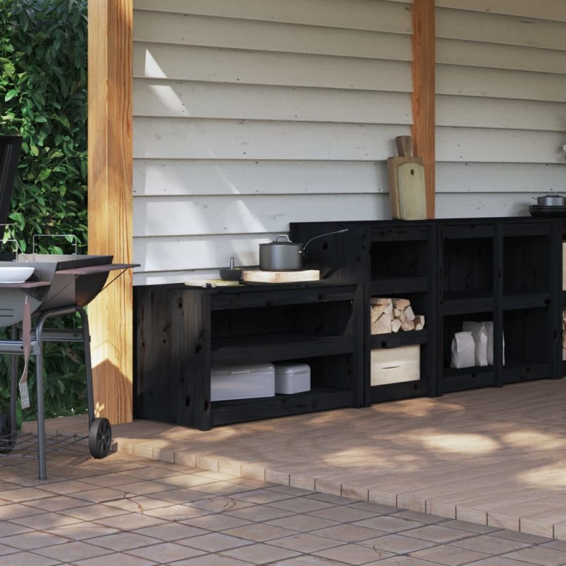 vidaXL Outdoor-Küchenschränke 2 Stk. Schwarz Massivholz Kiefer vidaXL Outdoor-Küchenschränke 2 Stk. Schwarz Massivholz Kiefer