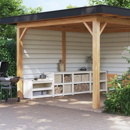 vidaXL Outdoor-Küchenschränke 4 Stk. Weiß Massivholz Kiefer