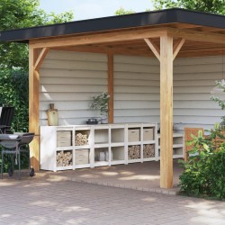 vidaXL Outdoor-Küchenschränke 3 Stk. Weiß Massivholz Kiefer