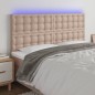 vidaXL LED Kopfteil Cappuccino-Braun 200x5x118/128cm Kunstleder