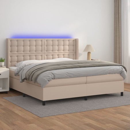 vidaXL Boxspringbett mit Matratze & LED Cappuccino-Braun 200x200cm