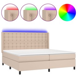 vidaXL Boxspringbett mit Matratze & LED Cappuccino-Braun 200x200cm