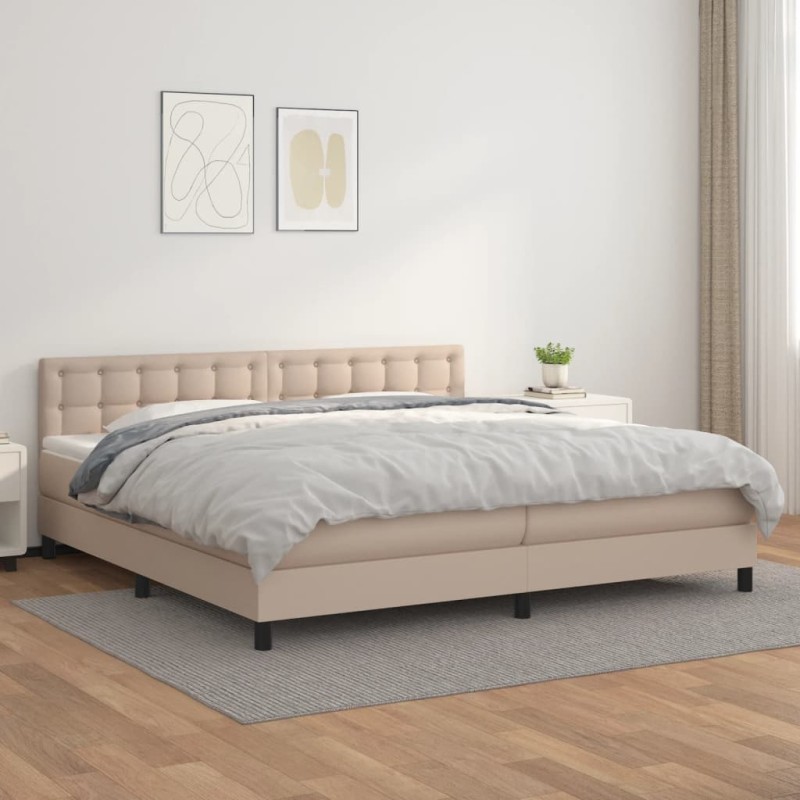 vidaXL Boxspringbett Matratze Cappuccino-Braun 200x200cm Kunstleder vidaXL Boxspringbett Matratze Cappuccino-Braun 200x200cm Kunstleder