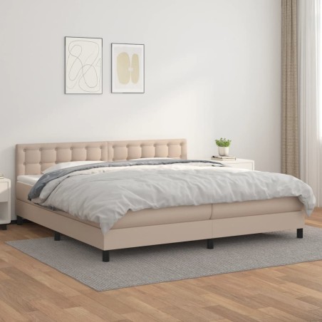 vidaXL Boxspringbett Matratze Cappuccino-Braun 200x200cm Kunstleder