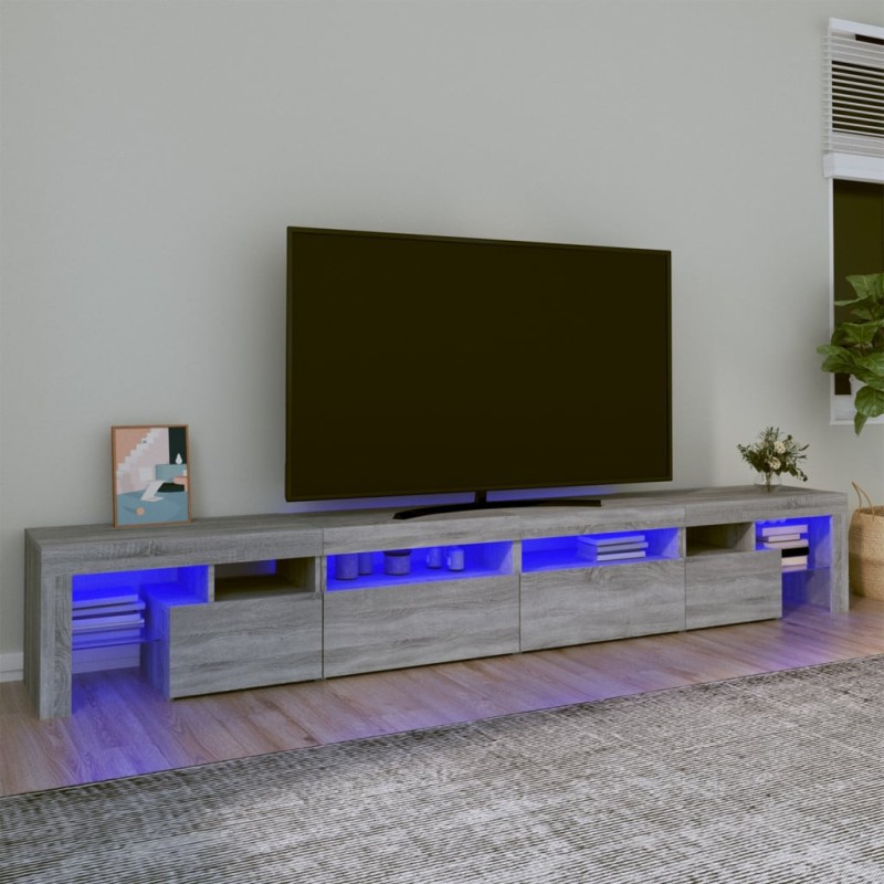 vidaXL TV-Schrank mit LED-Leuchten Grau Sonoma 260x36,5x40 cm vidaXL TV-Schrank mit LED-Leuchten Grau Sonoma 260x36,5x40 cm