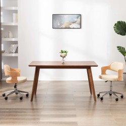 Drehbare Esszimmerstühle 2 Stk. Creme Bugholz und Kunstleder