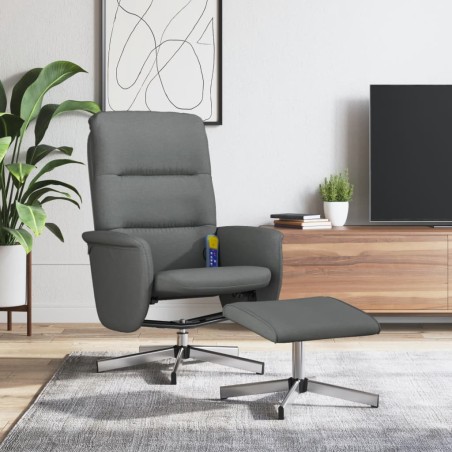 vidaXL Massagesessel mit Fußhocker Dunkelgrau Stoff