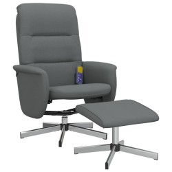 vidaXL Massagesessel mit Fußhocker Dunkelgrau Stoff