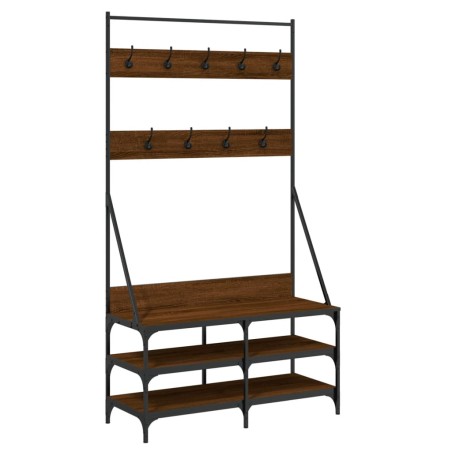 vidaXL Kleiderständer mit Schuhablage Braun Eichen-Optik 100x40x184 cm