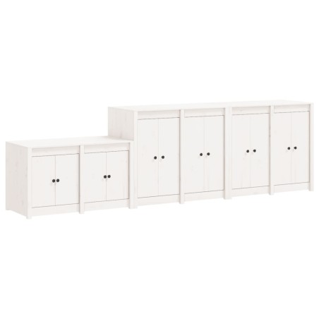 vidaXL Outdoor-Küchenschränke 3 Stk. Weiß Massivholz Kiefer
