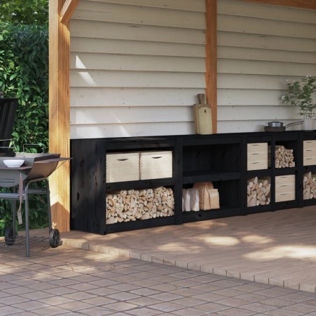 vidaXL Outdoor-Küchenschränke 2 Stk. Schwarz Massivholz Kiefer