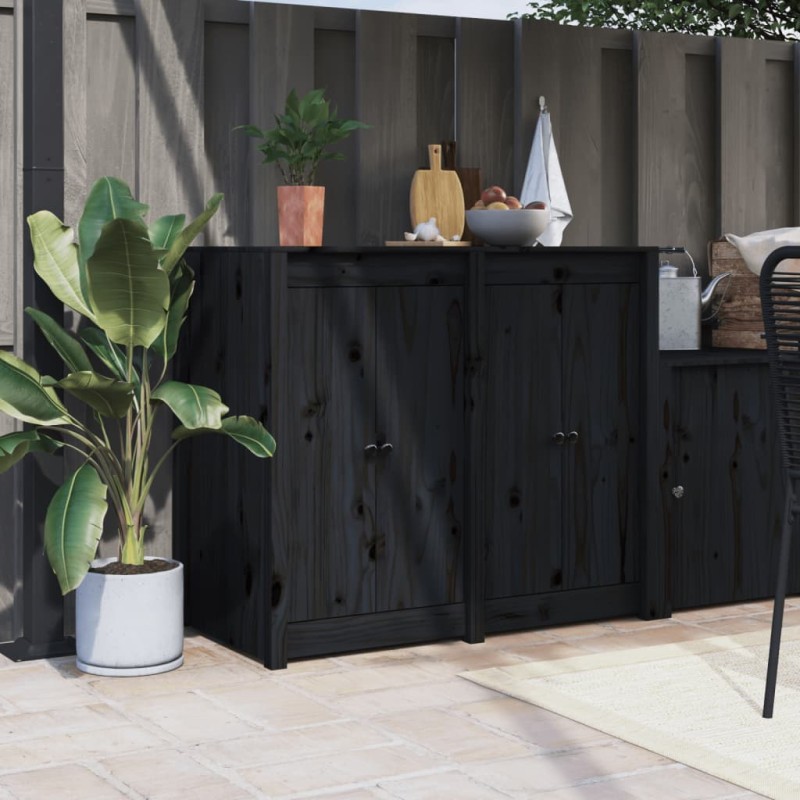 vidaXL Outdoor-Küchenschrank Schwarz Massivholz Kiefer vidaXL Outdoor-Küchenschrank Schwarz Massivholz Kiefer
