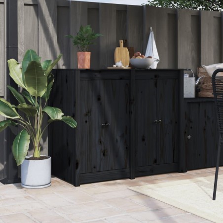 vidaXL Outdoor-Küchenschrank Schwarz Massivholz Kiefer