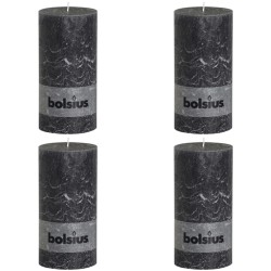 Bolsius Rustikale Stumpenkerzen 4 Stk. 200 x 100 mm Dunkelgrau