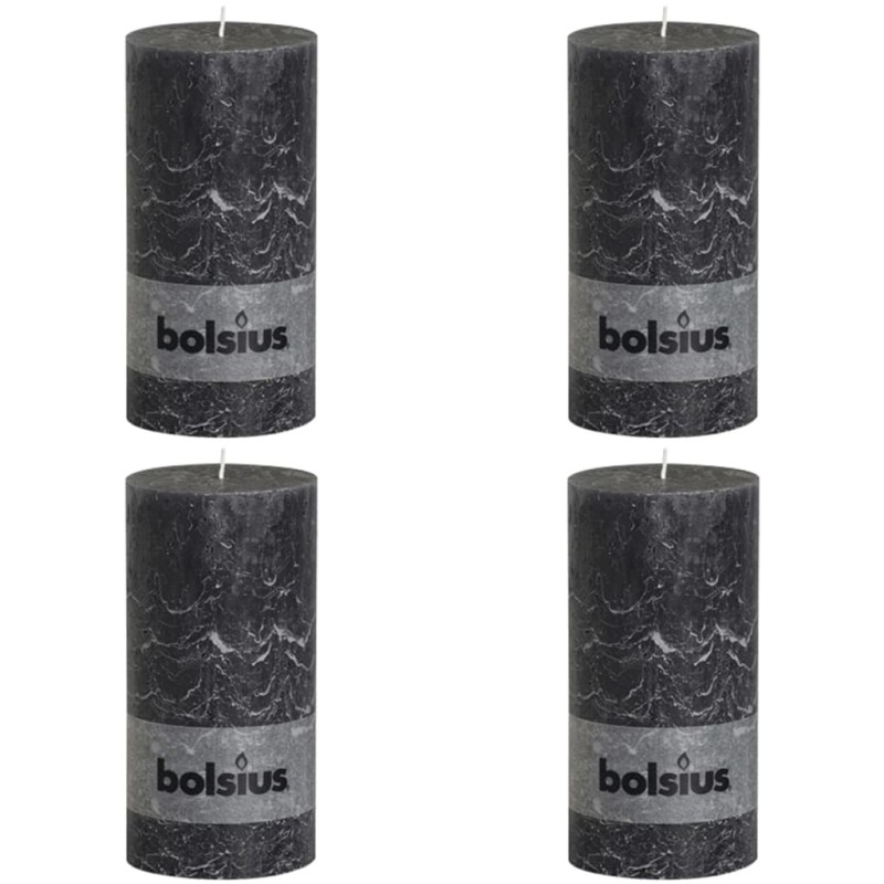 Bolsius Rustikale Stumpenkerzen 4 Stk. 200 x 100 mm Dunkelgrau Bolsius Rustikale Stumpenkerzen 4 Stk. 200 x 100 mm Dunkelgrau