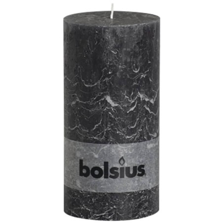Bolsius Rustikale Stumpenkerzen 4 Stk. 200 x 100 mm Dunkelgrau