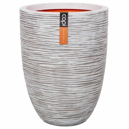 Capi Blumentopf Nature Rib Elegant Tief 46 x 58 cm Elfenbein PKOFI783