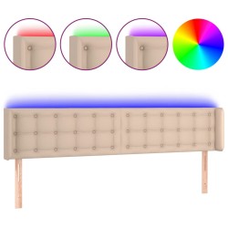 vidaXL LED Kopfteil Cappuccino-Braun 203x16x78/88 cm Kunstleder