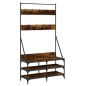 vidaXL Kleiderständer mit Schuhablage Räuchereiche 100x40x184 cm vidaXL Kleiderständer mit Schuhablage Räuchereiche 100x40x184 cm